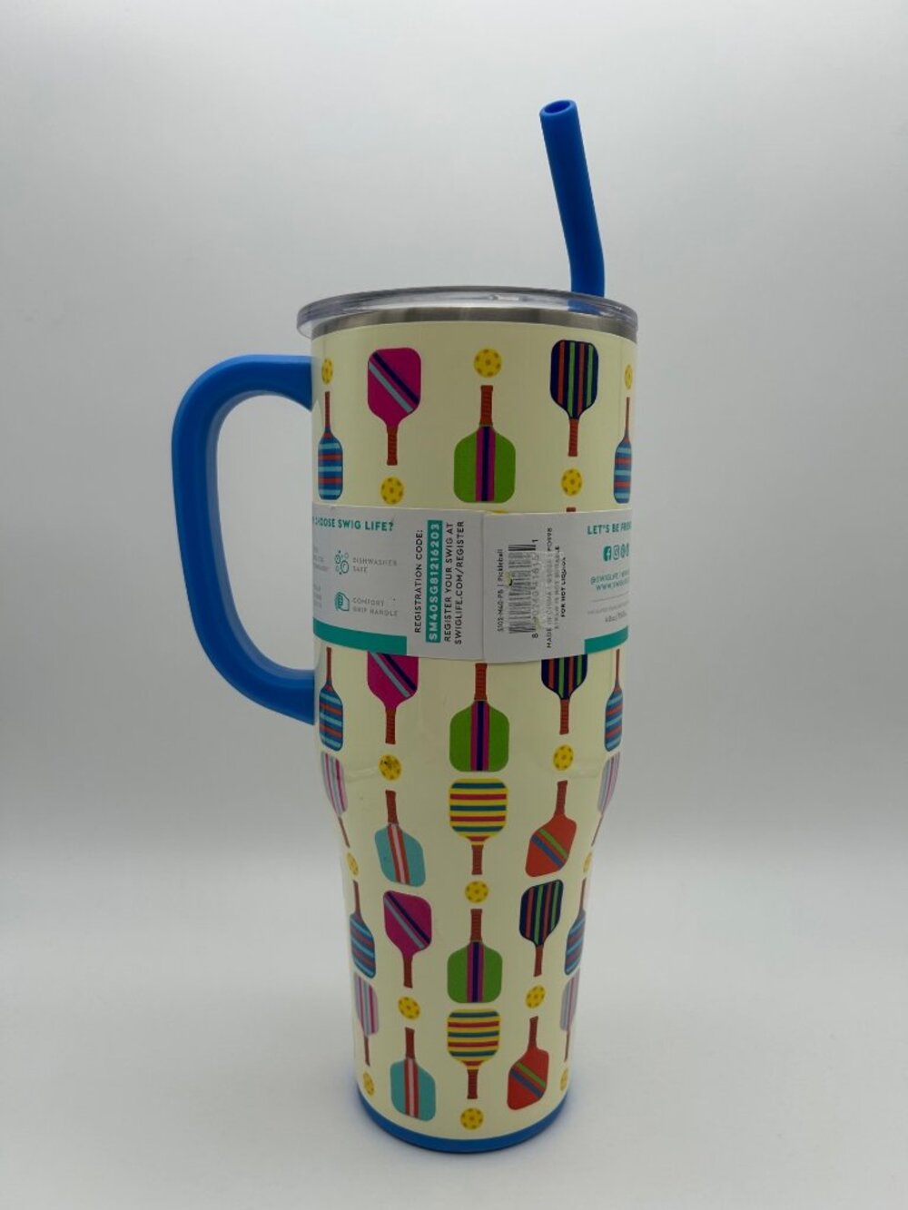 NWT Swig Pickleball Paddle Insulated Stainless Steel Mega Mug Cup Tumbler 40 oz - Picture 3 of 12